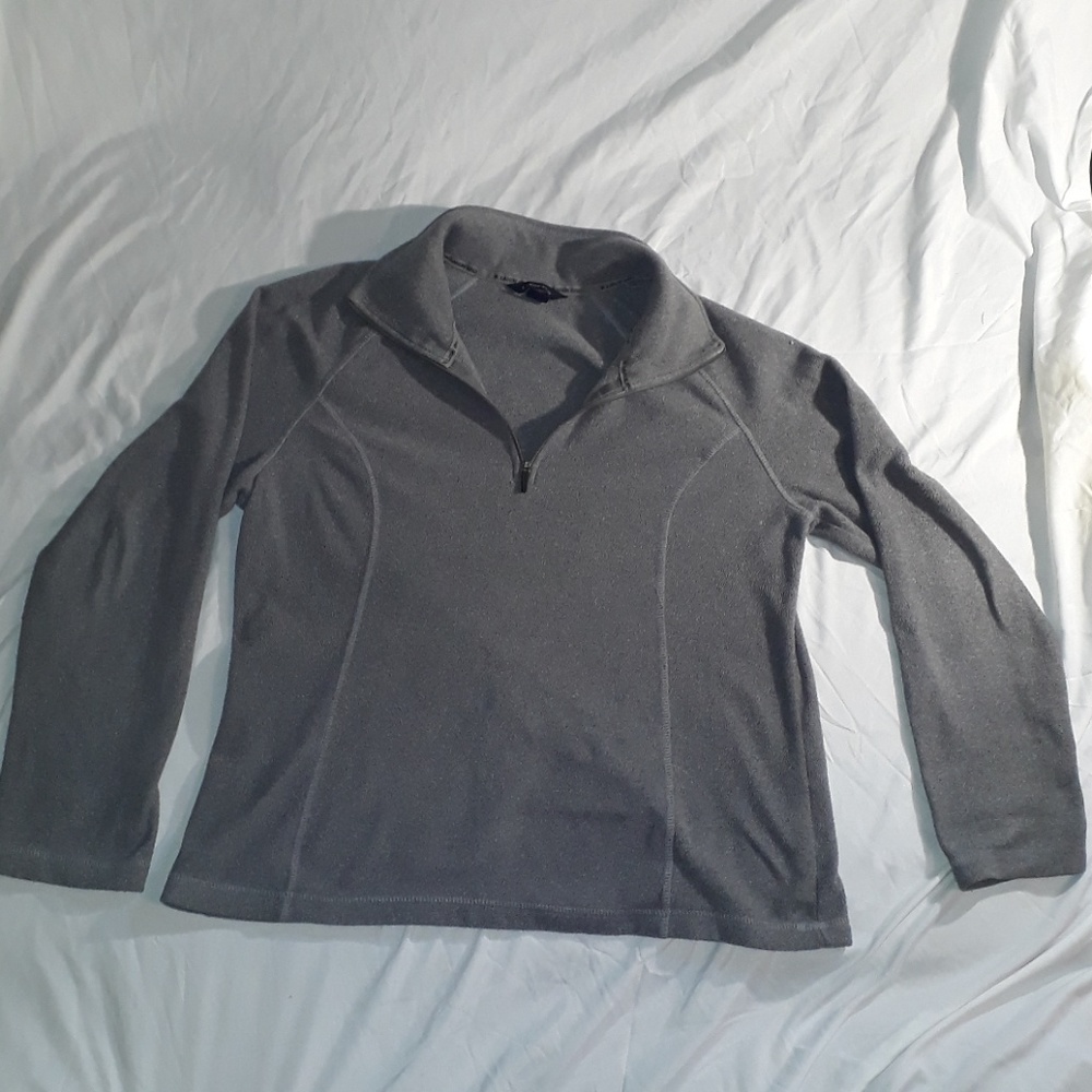 Lands End Grey Zip Neck Sweater Zise M 10-12